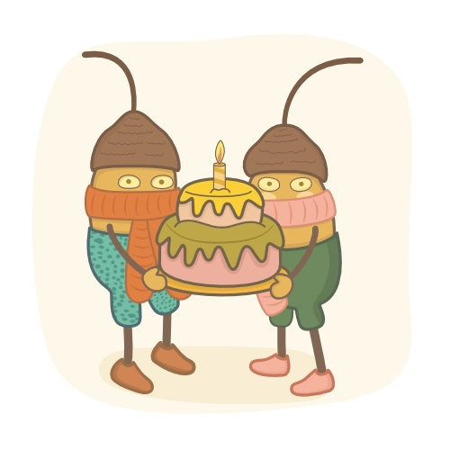Happy Birthday with acorns